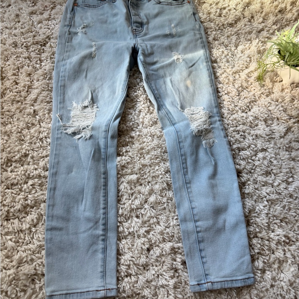 Monkey Ride original vintage distressed street Light Blue Vintage Jeans - Picture 3 of 6